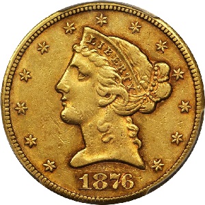 1876-CC Five Dollar Half Eagle images