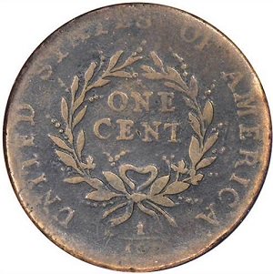 Extremely rare 1793 Flowing Hair Cent, Wreath Reverse, Strawberry Leaf