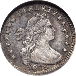 1802 Draped Bust Large Eagle half dime images