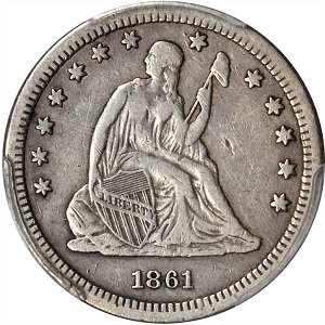 1861-S Seated Liberty quarter pics