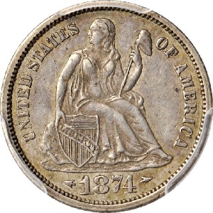 1874-CC Seated Liberty dime photos