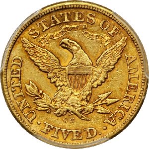 Carson City gold coin: 1876-CC Five Dollar Half Eagle