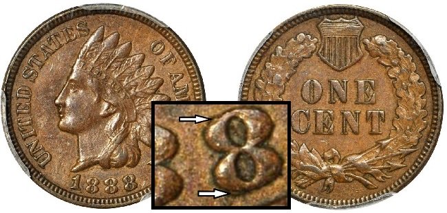 1888/7 Indian Head cent rare date