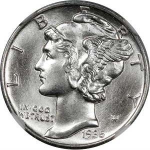 1935 Mercury dime